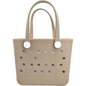 Almond Small Rubber Tote Bag for Women - Waterproof, Durable, Unisex